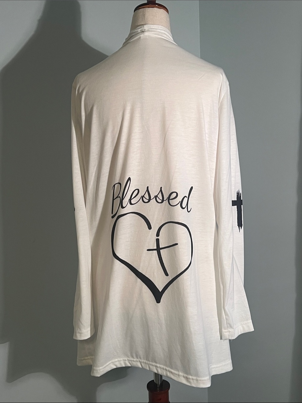 Blessed Heart Graphic Long Sleeve Tee - White